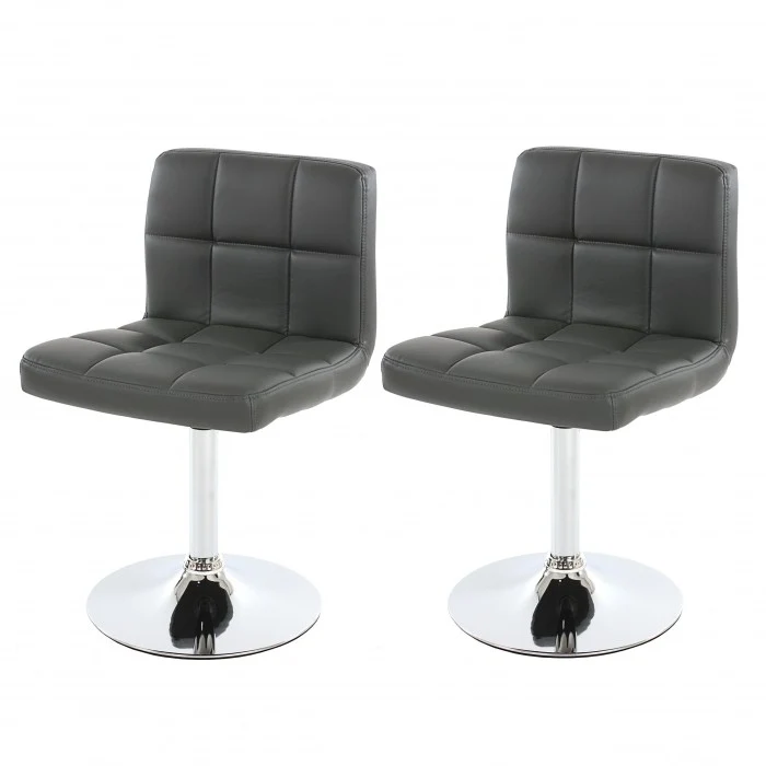 Lot de 2 chaises fauteuils de salle à manger en synthétique gris CDS04067