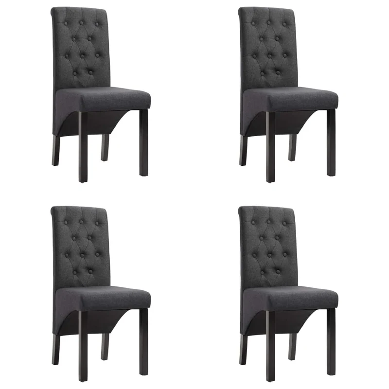 Lot de 4 chaises de salle à manger cuisine design moderne tissu gris foncé CDS021188