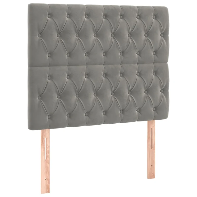 Tête de lit accessoire couchage chambre à coucher meuble capitonné 2 parties 100 x 7 x 78/88 cm tissu velours gris clair TDL0206436