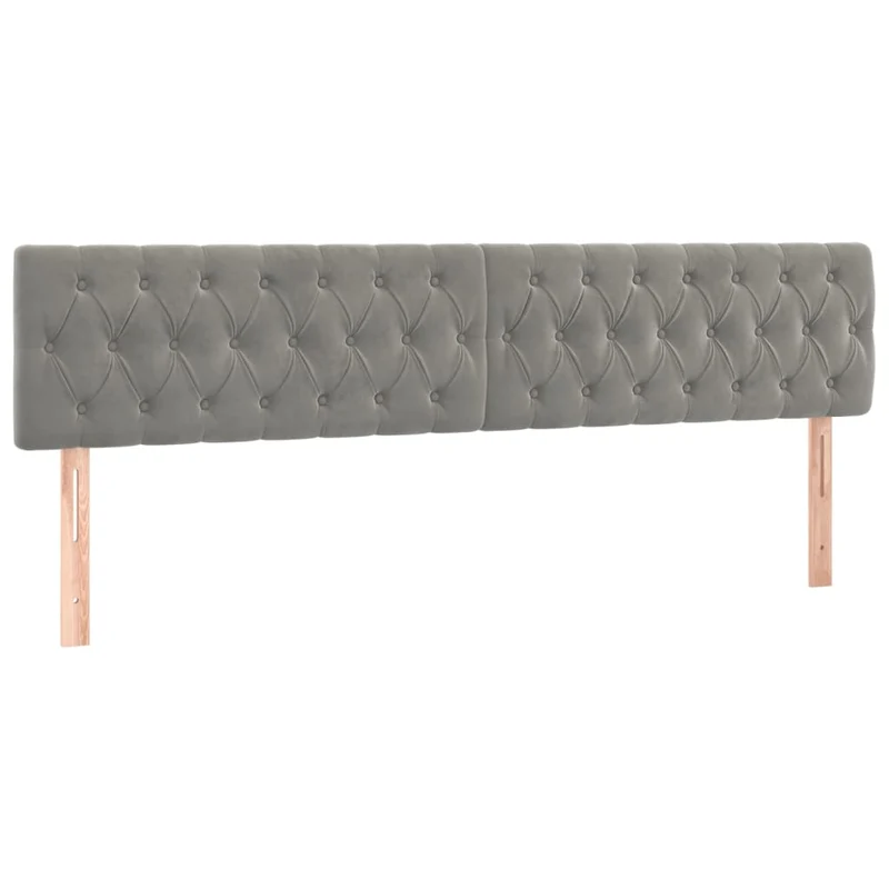 Tête de lit accessoire couchage chambre à coucher meuble capitonné 2 parties 100 x 7 x 78/88 cm tissu velours gris clair TDL0206435
