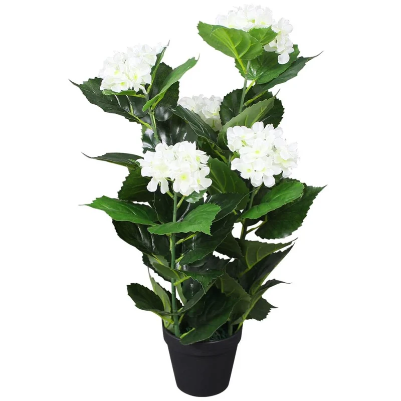 Plante hortensia artificielle avec pot 60 cm blanc DEC021922