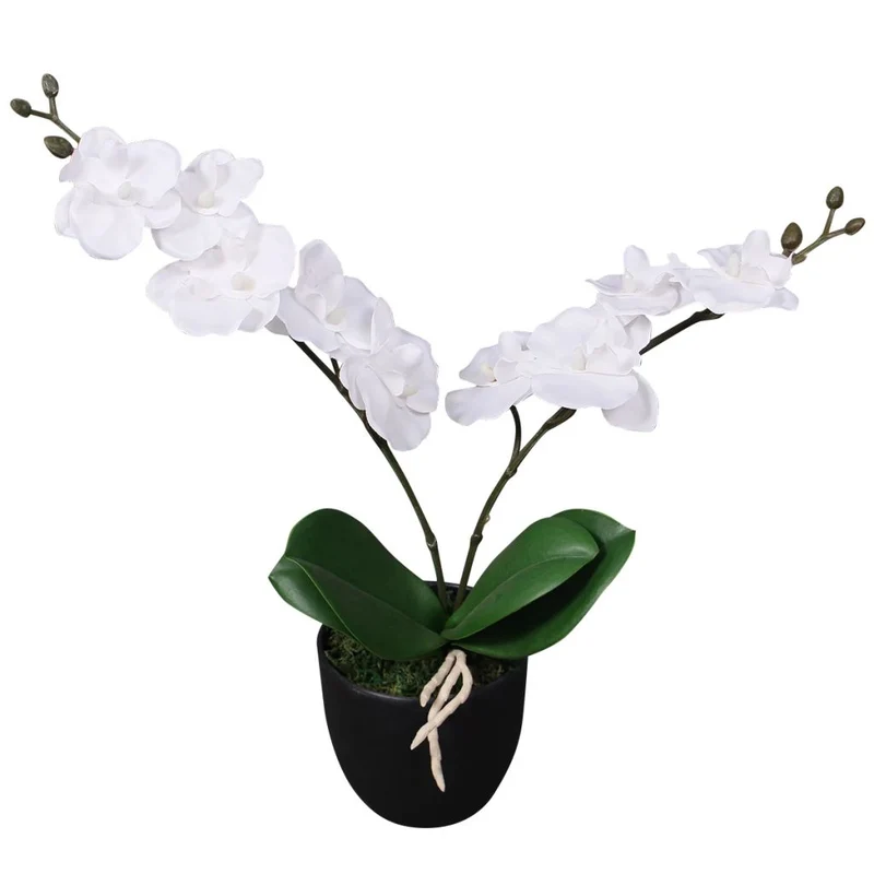 Plante artificielle avec pot orchidée 30 cm blanc DEC021901