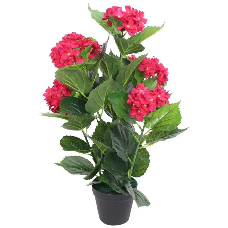 Plante hortensia artificielle avec pot 60 cm rouge DEC021921