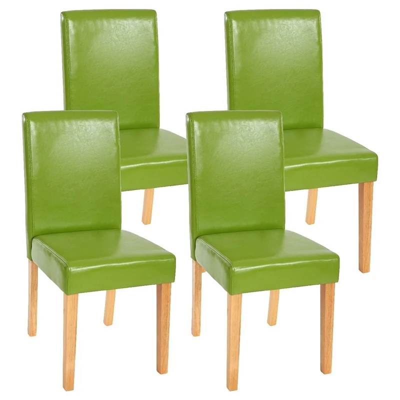 Lot de 4 chaises de salle à manger synthétique vert pieds clairs CDS04131