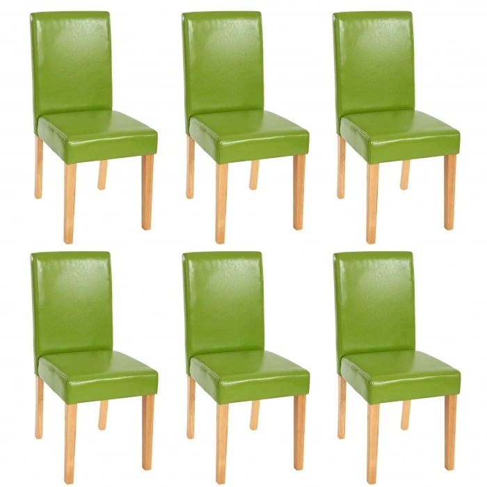 Lot de 6 chaises de salle à manger synthétique vert pieds clairs CDS04231