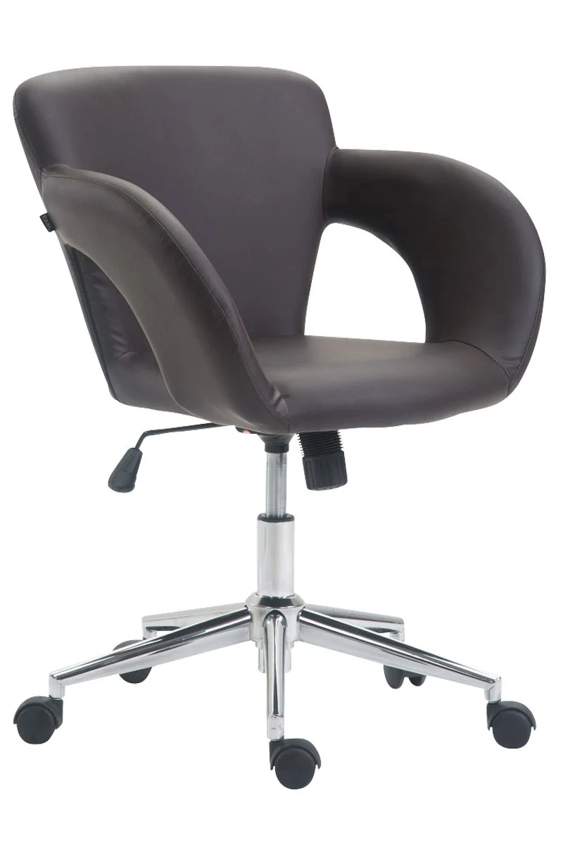 Fauteuil chaise de bureau en synthétique marron avec accoudoirs hauteur réglable BUR10344