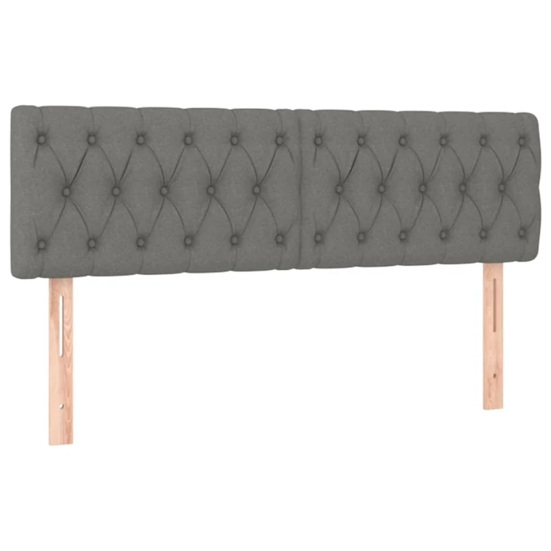 Tête de lit accessoire couchage chambre à coucher meuble à LED 144 x 7 x 78/88 cm tissu gris foncé TDL0201144