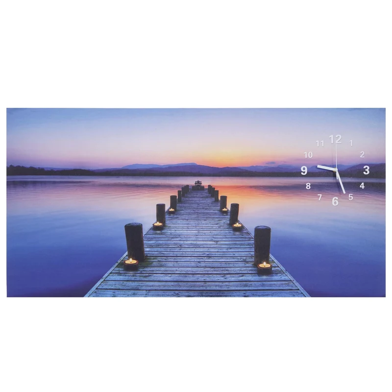Image LED sur toile illuminée tableau mural minuterie pont horloge murale 110x55cm 04_0003566