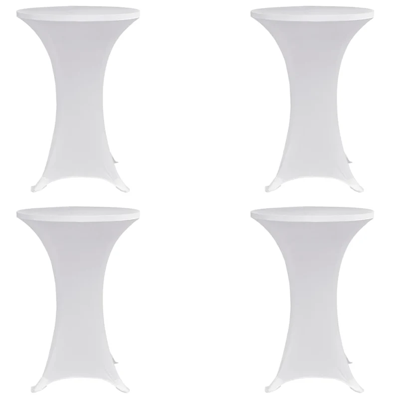 Housses élastiques de table Ø 80 cm Blanc 4 pièces DEC022507