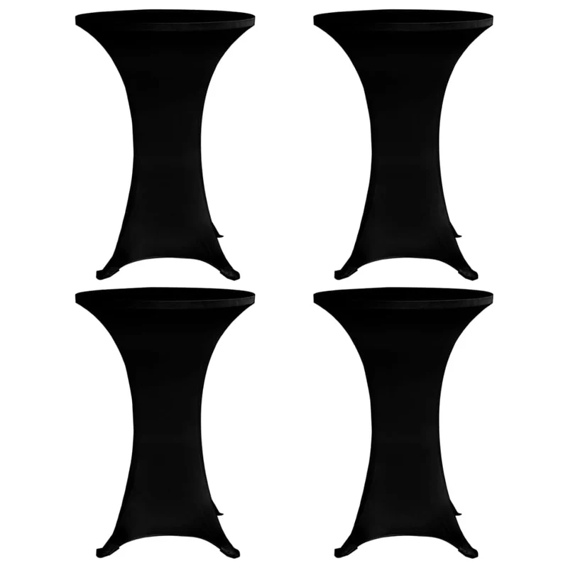 Housses élastiques de table Ø 80 cm Noir 4 pièces DEC022510