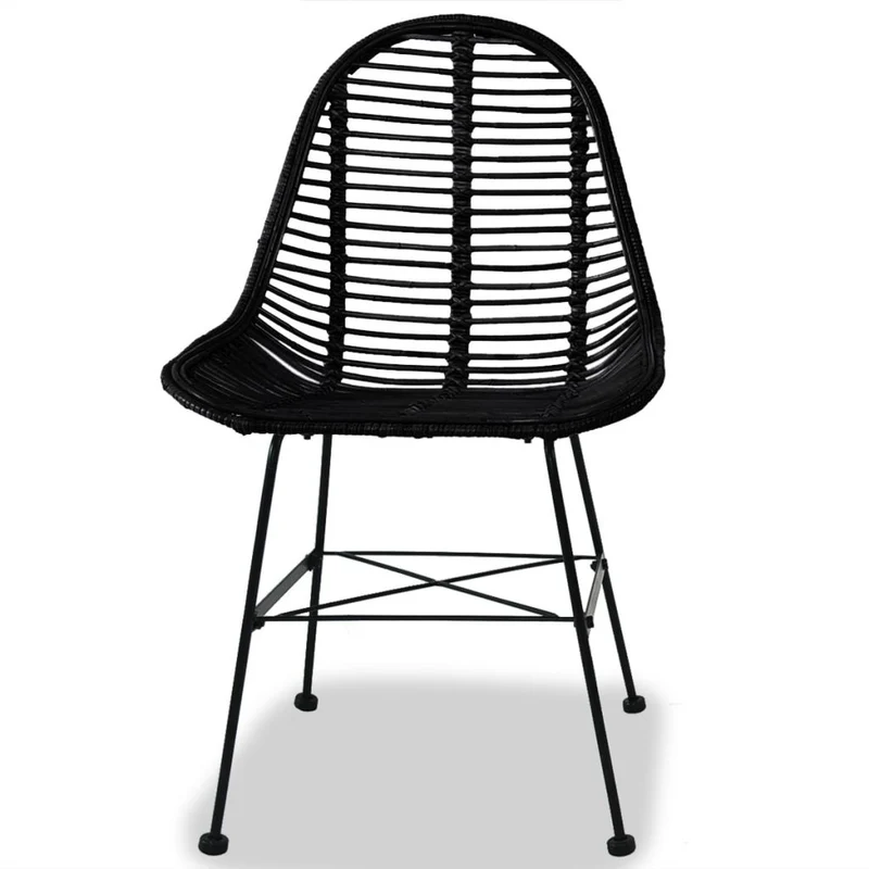 Lot de 4 chaises de salle à manger cuisine noir Rotin naturel CDS021793