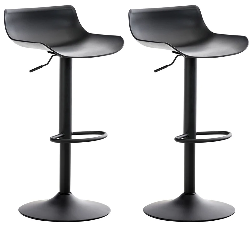 Lot de 2 tabourets de bar pivotant design moderne plastique noir 10_0000317