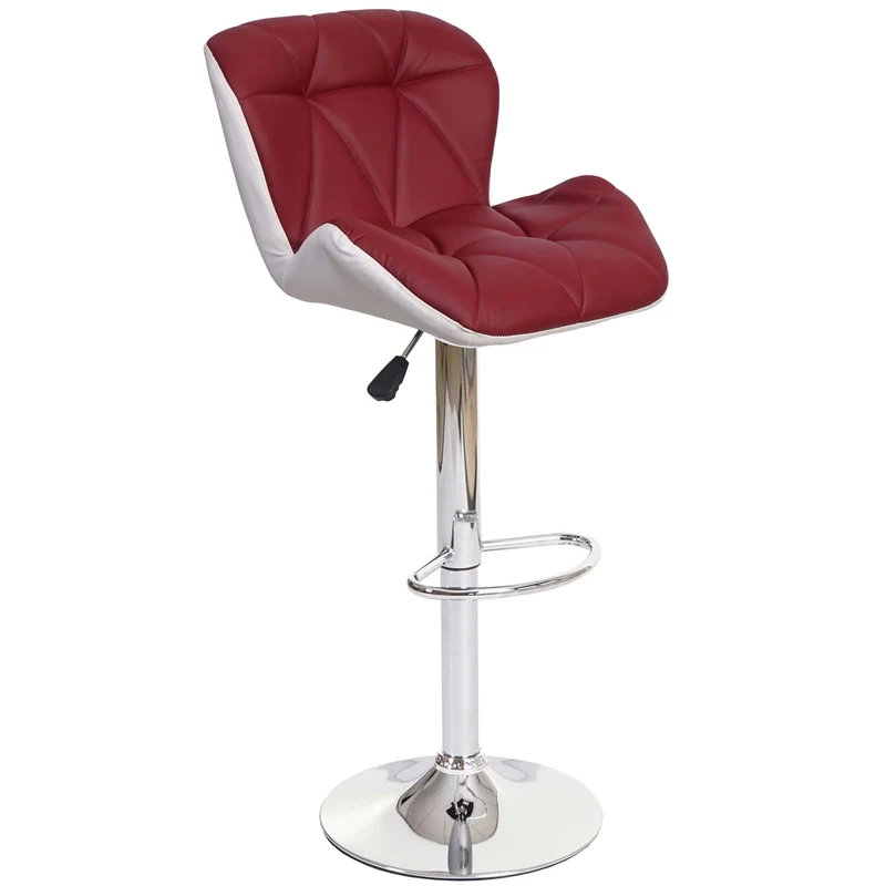 Tabouret de bar chaise de comptoir hauteur réglable en synthétique bordeaux cadre en acier chromé 04_0001233
