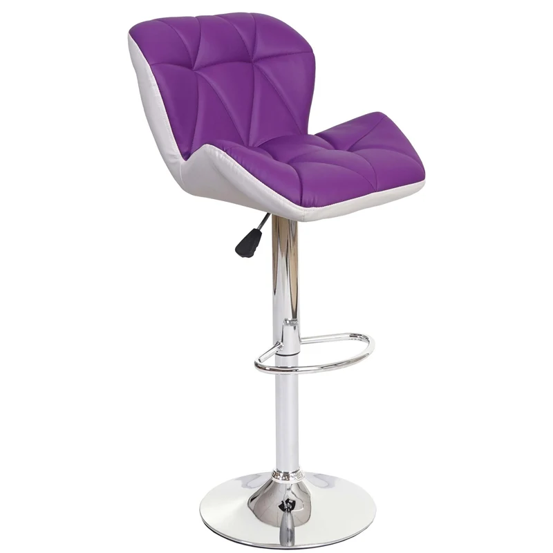 Tabouret de bar chaise de comptoir hauteur réglable en synthétique violet cadre en acier chromé 04_0001232