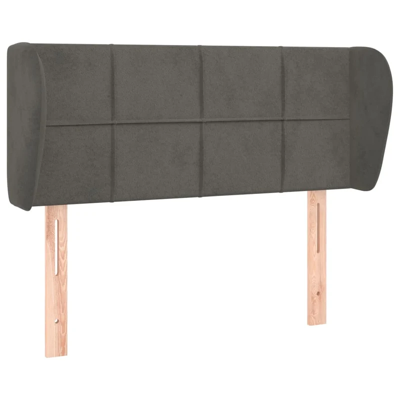 Tête de lit accessoire couchage chambre à coucher meuble avec rebord latéral 103 x 23 x 78/88 cm tissu velours gris foncé TDL0205027