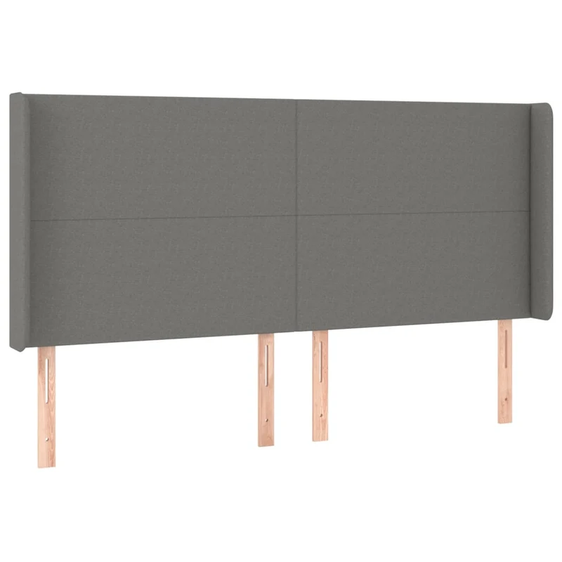 Tête de lit accessoire couchage chambre à coucher meuble avec rebord latéral 203 x 16 x 118/128 cm tissu gris foncé TDL0204949