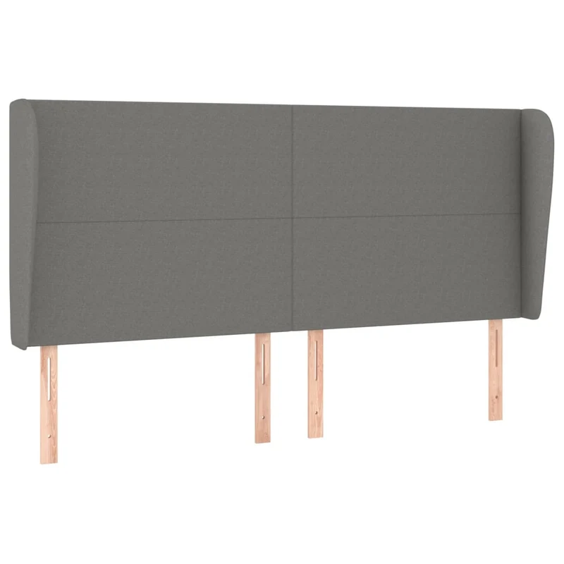 Tête de lit accessoire couchage chambre à coucher meuble avec rebord latéral 203 x 23 x 118/128 cm tissu gris foncé TDL0204930