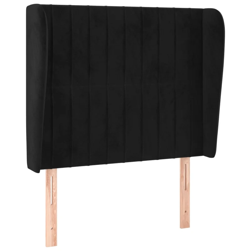Tête de lit accessoire couchage chambre à coucher meuble avec rebord latéral 103 x 23 x 118/128 cm Tissu velours noir TDL0204602