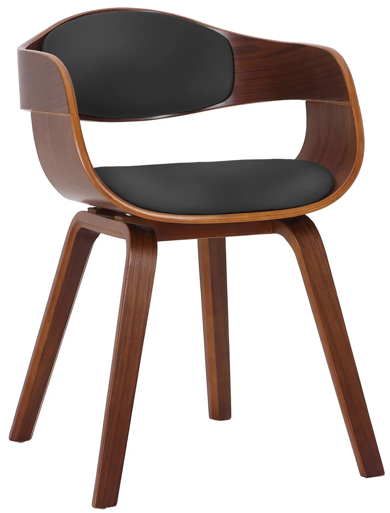 Chaise de salle à manger design scandinave en PVC noir et structure en bois foncé 10_0001908