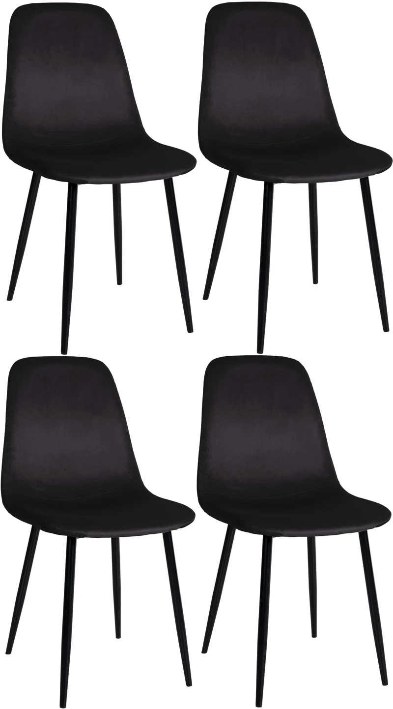 Lot de 4 chaises de salle à manger design moderne assise en tissu noir pieds en métal métal noir 10_0001827