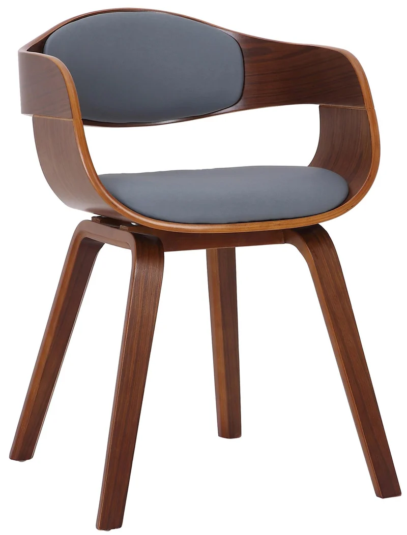 Chaise de salle à manger design scandinave en PVC gris et structure en bois foncé 10_0001913