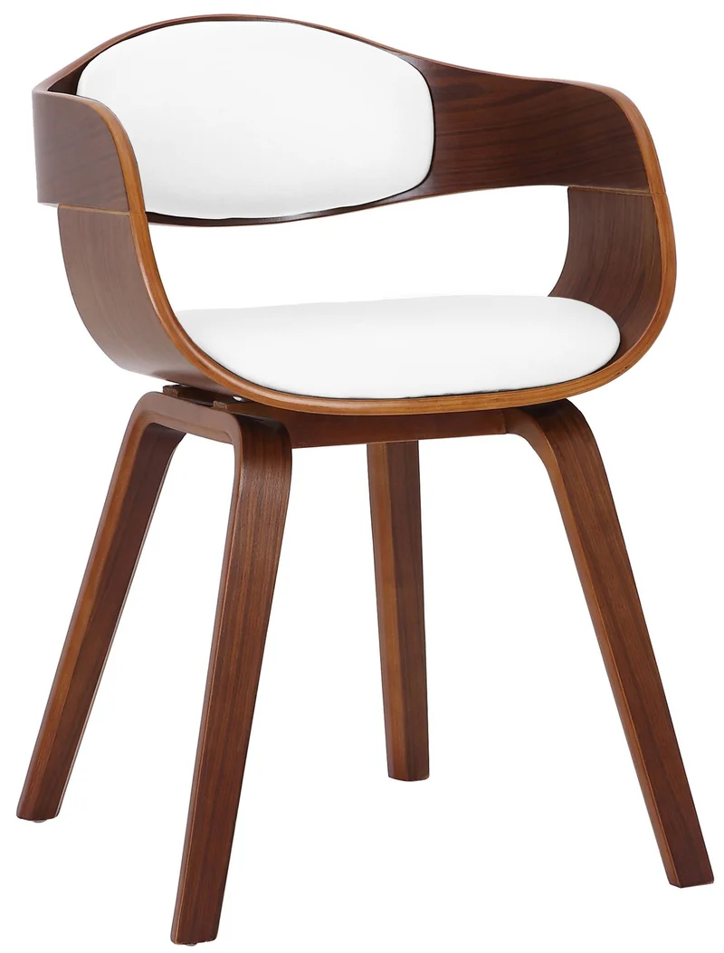Chaise de bureau salle à manger visiteur design scandinave en bois foncé et assise en PVC blanc 10_0001910