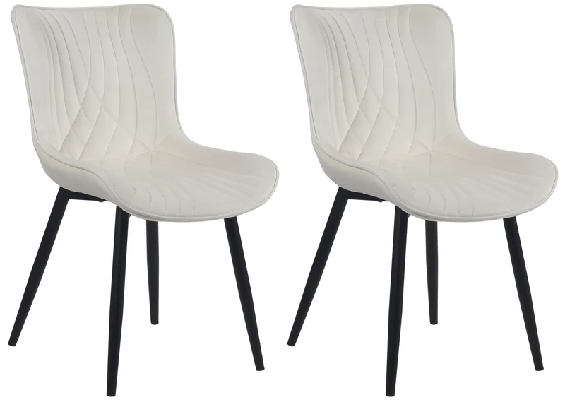 Lot de 2 chaises de salle à manger coutures décoratives assise en PVC crème 10_0001675