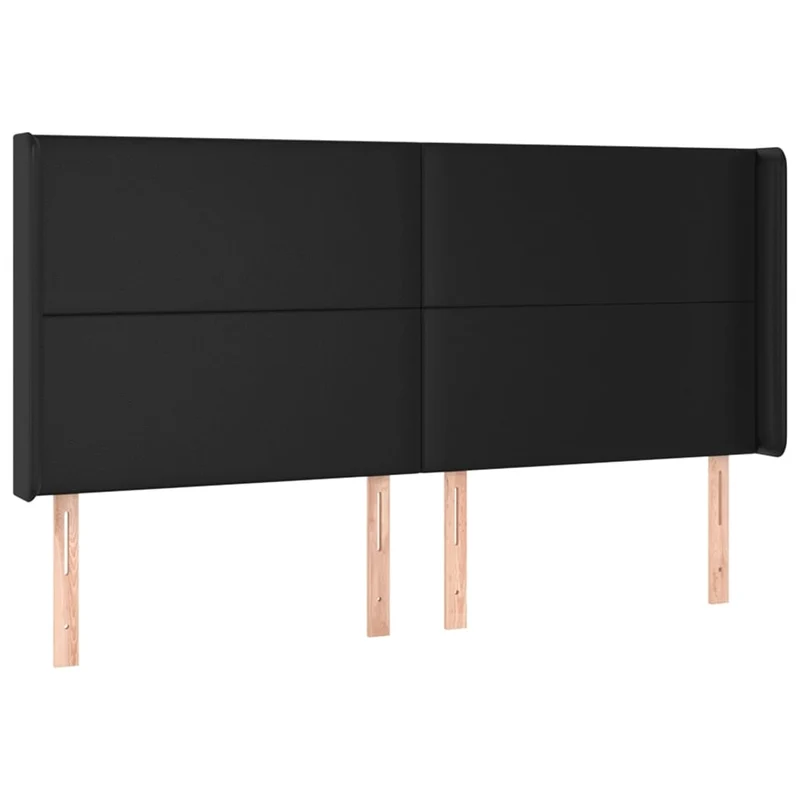 Tête de lit accessoire couchage chambre à coucher meuble avec rebord latéral 203 x 16 x 118/128 cm synthétique noir TDL0204503