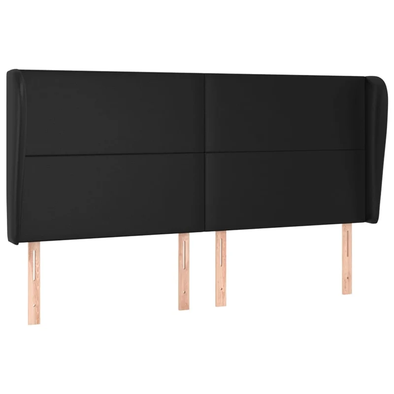 Tête de lit accessoire couchage chambre à coucher meuble avec rebord latéral 203 x 23 x 118/128 cm synthétique noir TDL0204485