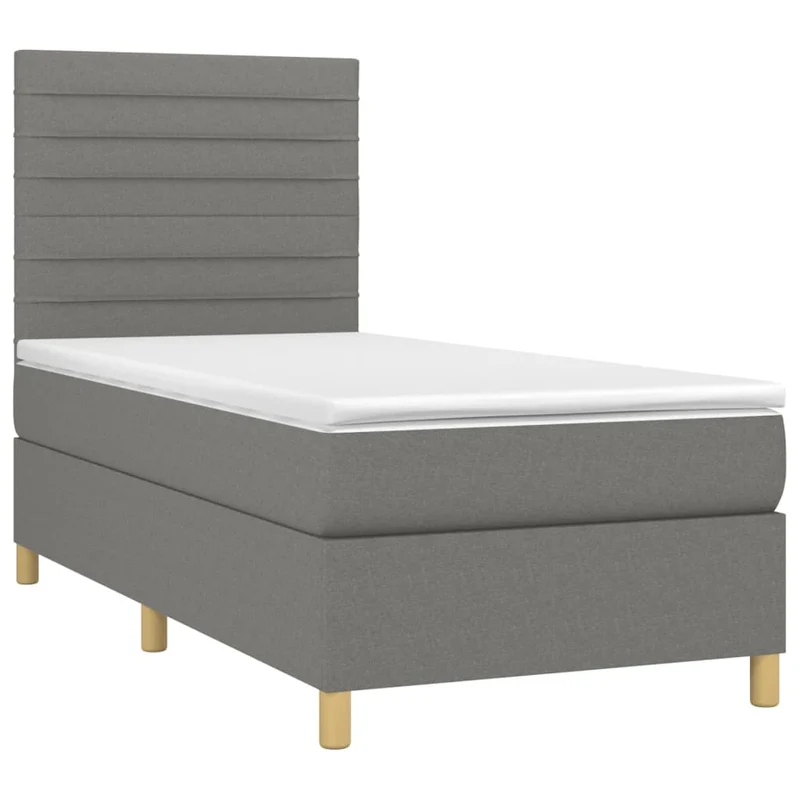 Cadre de lit LED avec sommier tête de lit matelas 100x200 cm tissu gris foncé TDL0208448