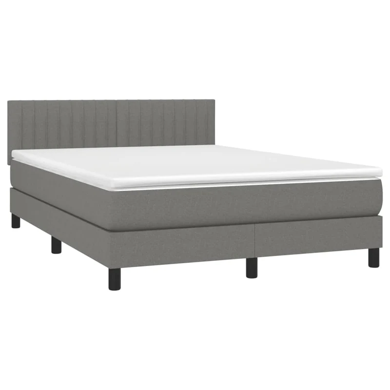 Cadre de lit LED avec sommier tête de lit matelas 140x200 cm tissu gris foncé TDL0208367