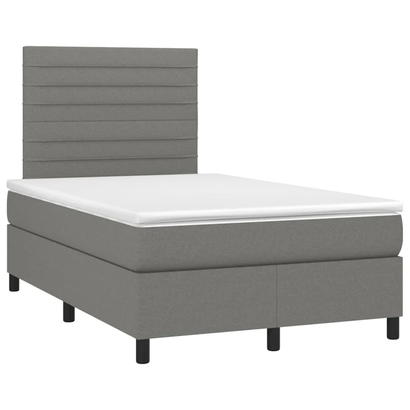 Cadre de lit LED avec sommier tête de lit matelas 120x200 cm tissu gris foncé TDL0208417
