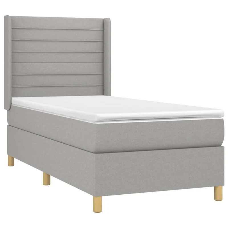 Cadre de lit LED avec sommier tête de lit matelas surmatelas 100x200 cm tissu gris clair TDL0207944