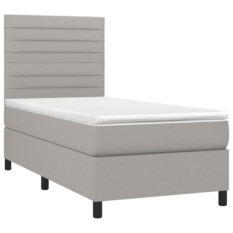 Cadre de lit LED avec sommier tête de lit matelas surmatelas 100x200 cm tissu gris clair TDL0207942