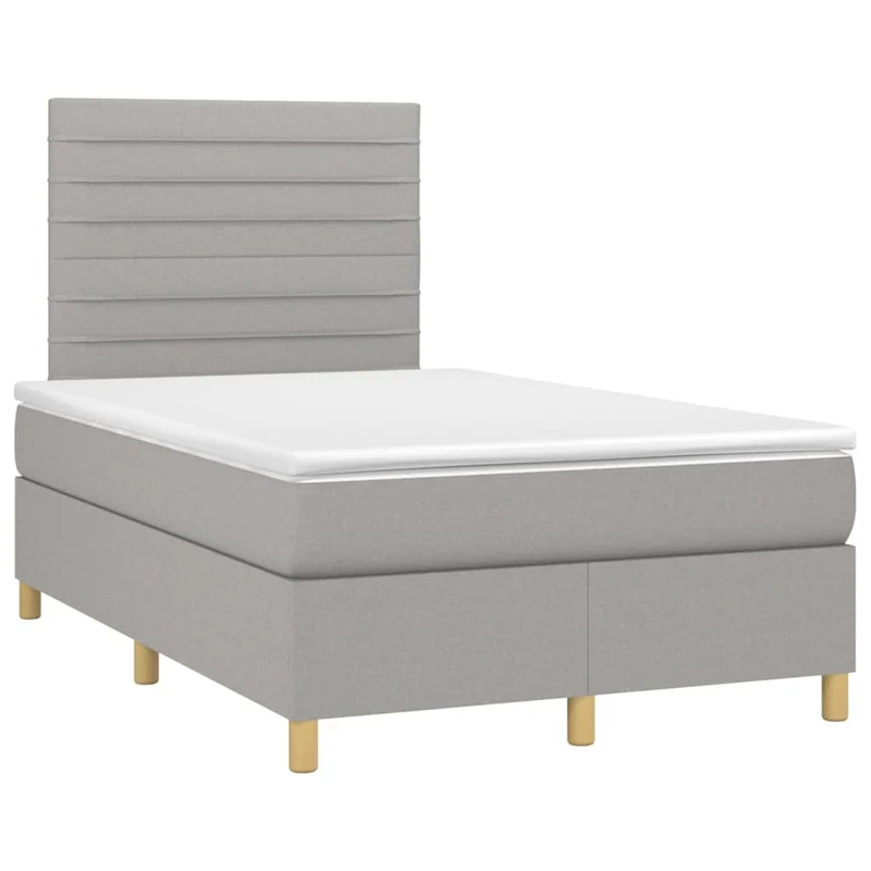 Cadre de lit LED avec sommier tête de lit matelas surmatelas 120x200 cm tissu gris clair TDL0207884