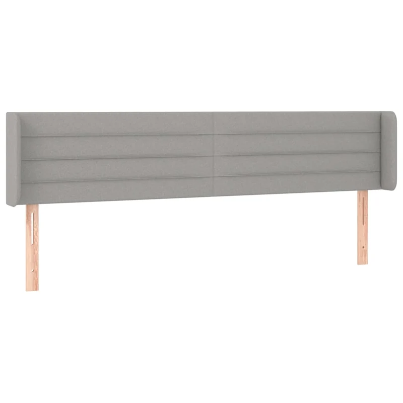 Tête de lit accessoire couchage chambre à coucher meuble avec rebord latéral 203 x 16 x 78/88 cm tissu gris clair TDL0205180