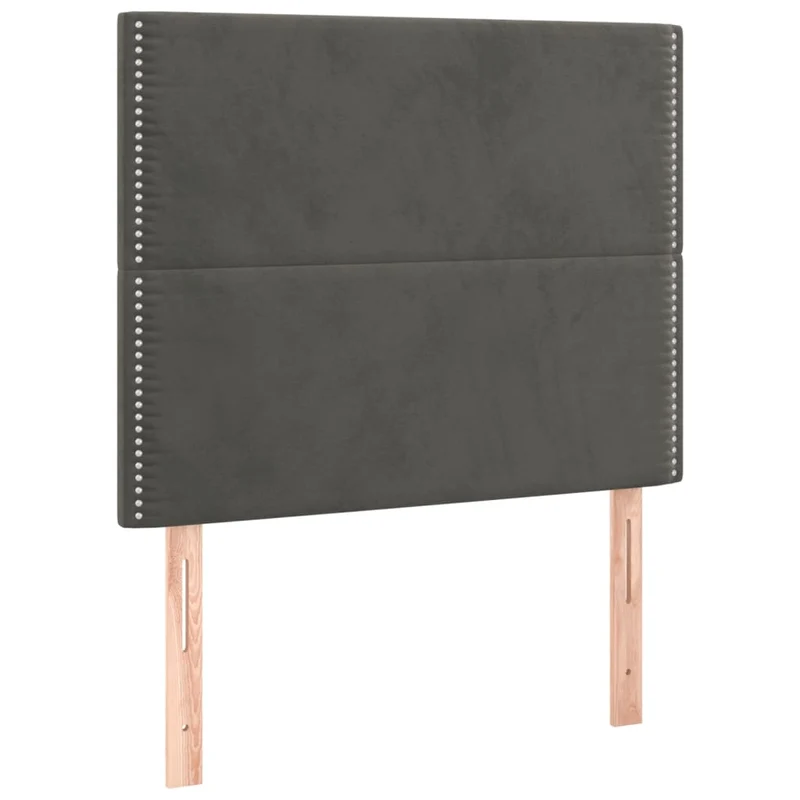 Tête de lit accessoire couchage chambre à coucher meuble 2 parties 100 x 5 x 78/88 cm tissu velours gris foncé TDL0206380