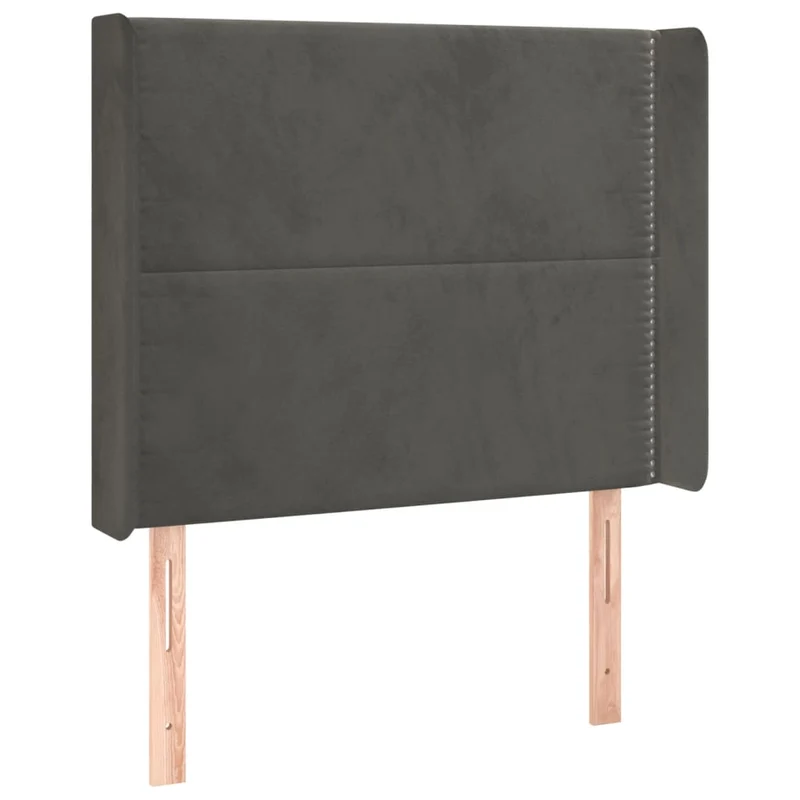 Tête de lit accessoire couchage chambre à coucher meuble avec rebord latéral 103 x 16 x 118/128 cm tissu velours gris foncé TDL0205070