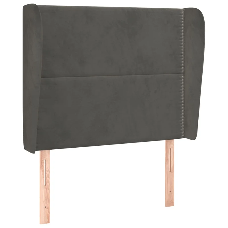 Tête de lit accessoire couchage chambre à coucher meuble avec rebord latéral 103 x 23 x 118/128 cm tissu velours gris foncé TDL0205045