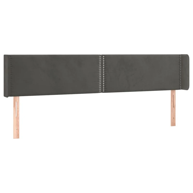 Tête de lit accessoire couchage chambre à coucher meuble avec rebord latéral 203 x 16 x 78/88 cm tissu velours gris foncé TDL0204936
