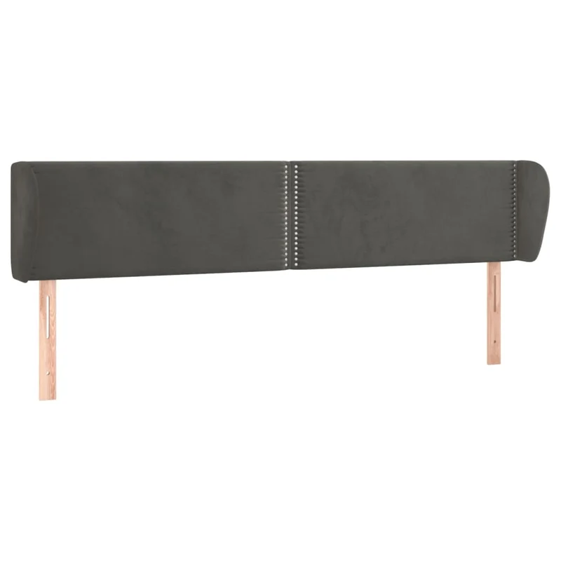 Tête de lit accessoire couchage chambre à coucher meuble avec rebord latéral 203 x 23 x 78/88 cm tissu velours gris foncé TDL0204917