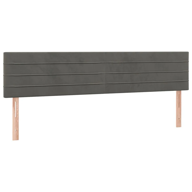 Tête de lit accessoire couchage chambre à coucher meuble à LED 200 x 5 x 78/88 cm tissu velours gris foncé TDL0201075