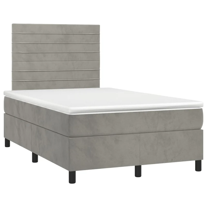 Cadre de lit LED avec sommier tête de lit matelas surmatelas 120x200 cm tissu velours gris clair TDL0207870