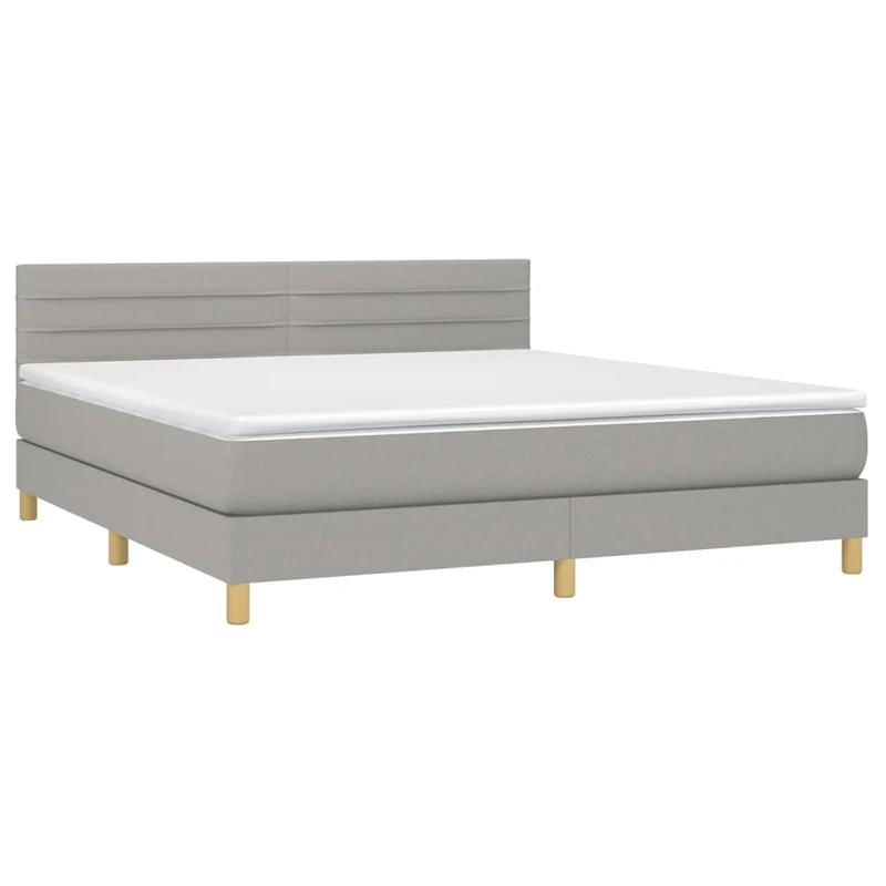 Cadre de lit LED avec sommier tête de lit matelas surmatelas 160x200 cm tissu gris clair TDL0207829