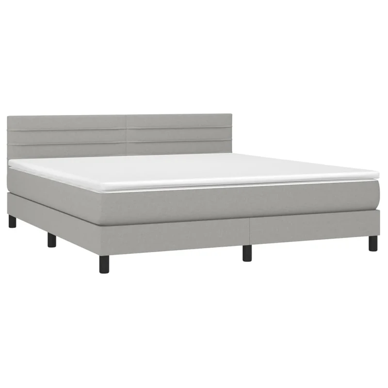 Cadre de lit LED avec sommier tête de lit matelas surmatelas 160x200 cm tissu gris clair TDL0207826