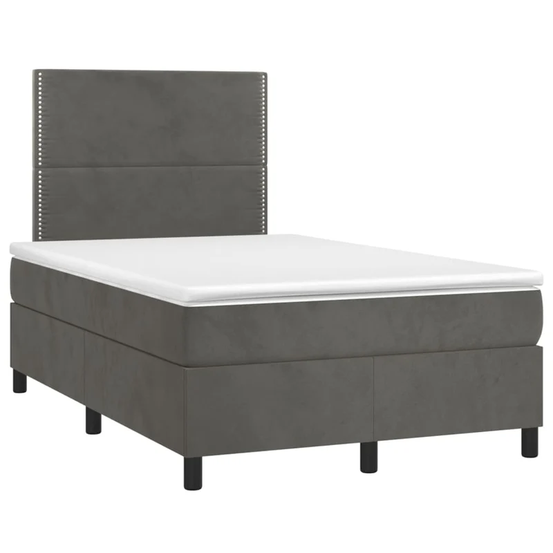 Cadre de lit LED avec sommier tête de lit matelas surmatelas 120x200 cm tissu velours gris foncé TDL0207737