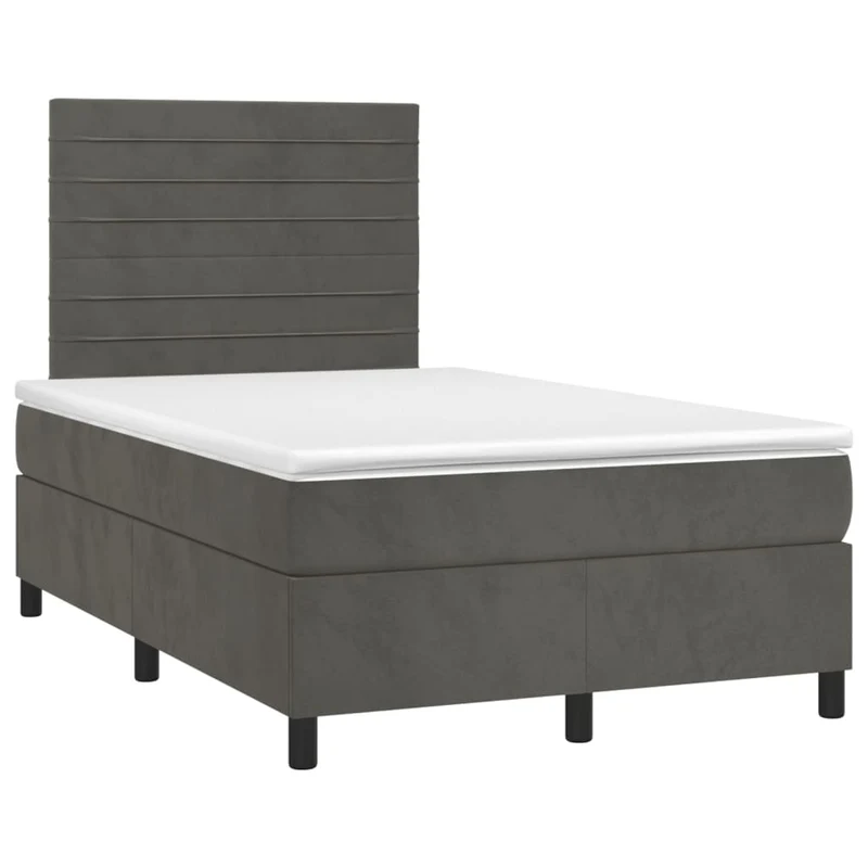 Cadre de lit LED avec sommier tête de lit matelas surmatelas 120x200 cm tissu velours gris foncé TDL0207732