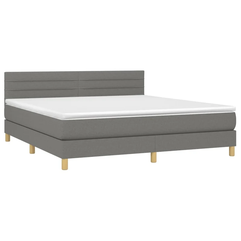 Cadre de lit LED avec sommier tête de lit matelas 180x200 cm tissu gris foncé TDL0208325