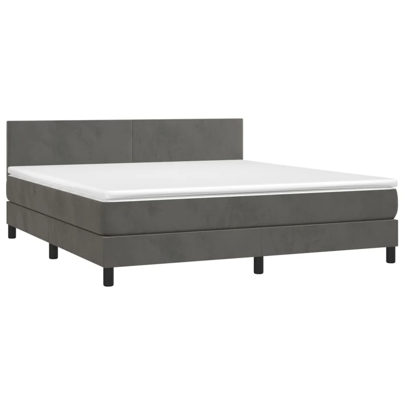 Cadre de lit LED avec sommier tête de lit matelas surmatelas 180x200 cm tissu velours gris foncé TDL0207693