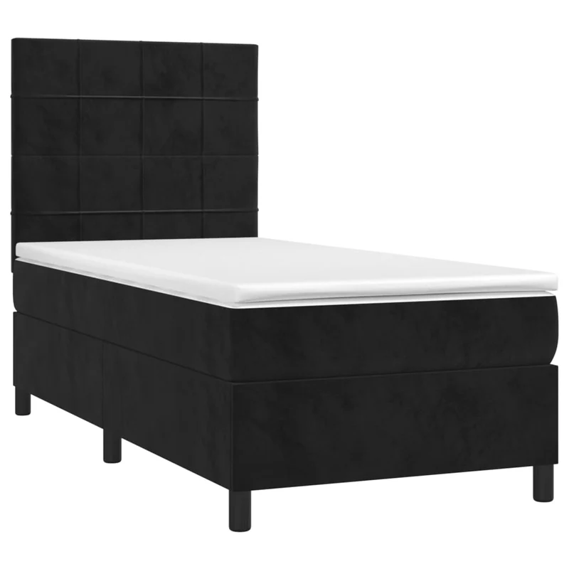 Cadre de lit LED avec sommier tête de lit matelas 80x200cm tissu velours noir TDL0209083